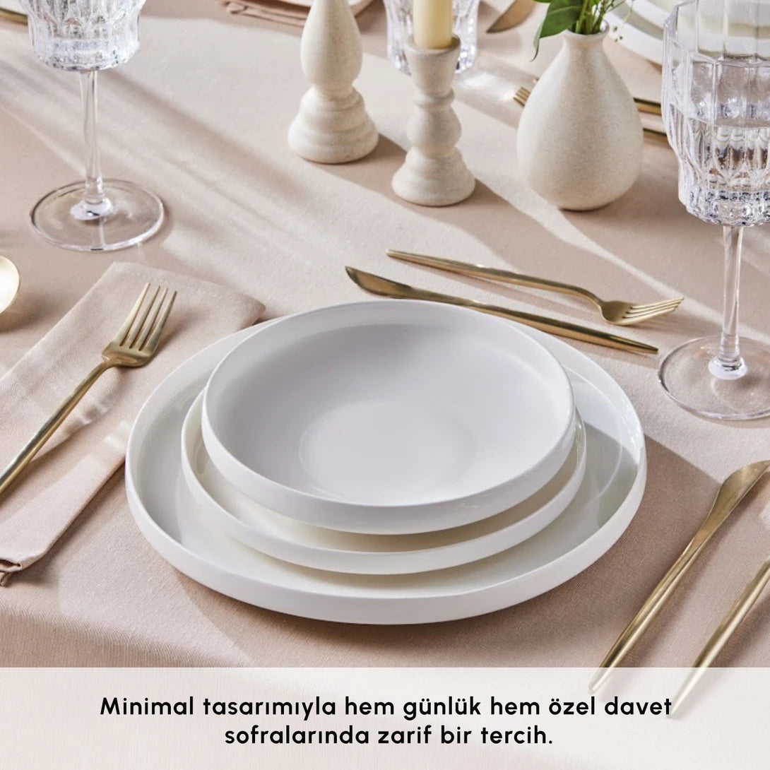Karaca Beyaz Bone Porselen 24 Parça Saturn Yemek Takımı – 6 Kişilik-Yemek Takimi-Prenseshome Leyweg-Prenseshome Leyweg