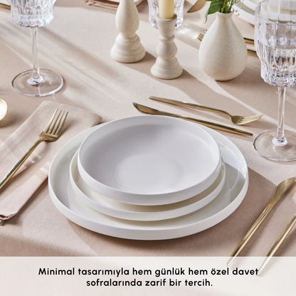 Karaca Beyaz Bone Porselen 24 Parça Saturn Yemek Takımı – 6 Kişilik-Yemek Takimi-Prenseshome Leyweg-Prenseshome Leyweg