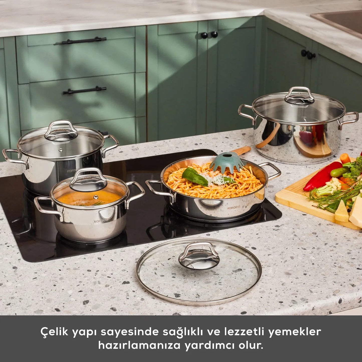 Karaca Belgrad 15 Parça Çelik Çeyiz Seti – İndüksiyon Tabanlı Tencere, Çaydanlık ve Cezve Takımı-mutfak urunleri-Prenseshome Leyweg-Prenseshome Leyweg