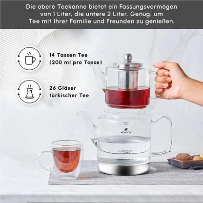 Karaca Dora XL Cam Çaydanlık Takımı – 1000 ml Demlik & 2000 ml Suluk-Cam urunler-Prenseshome Leyweg-Prenseshome Leyweg