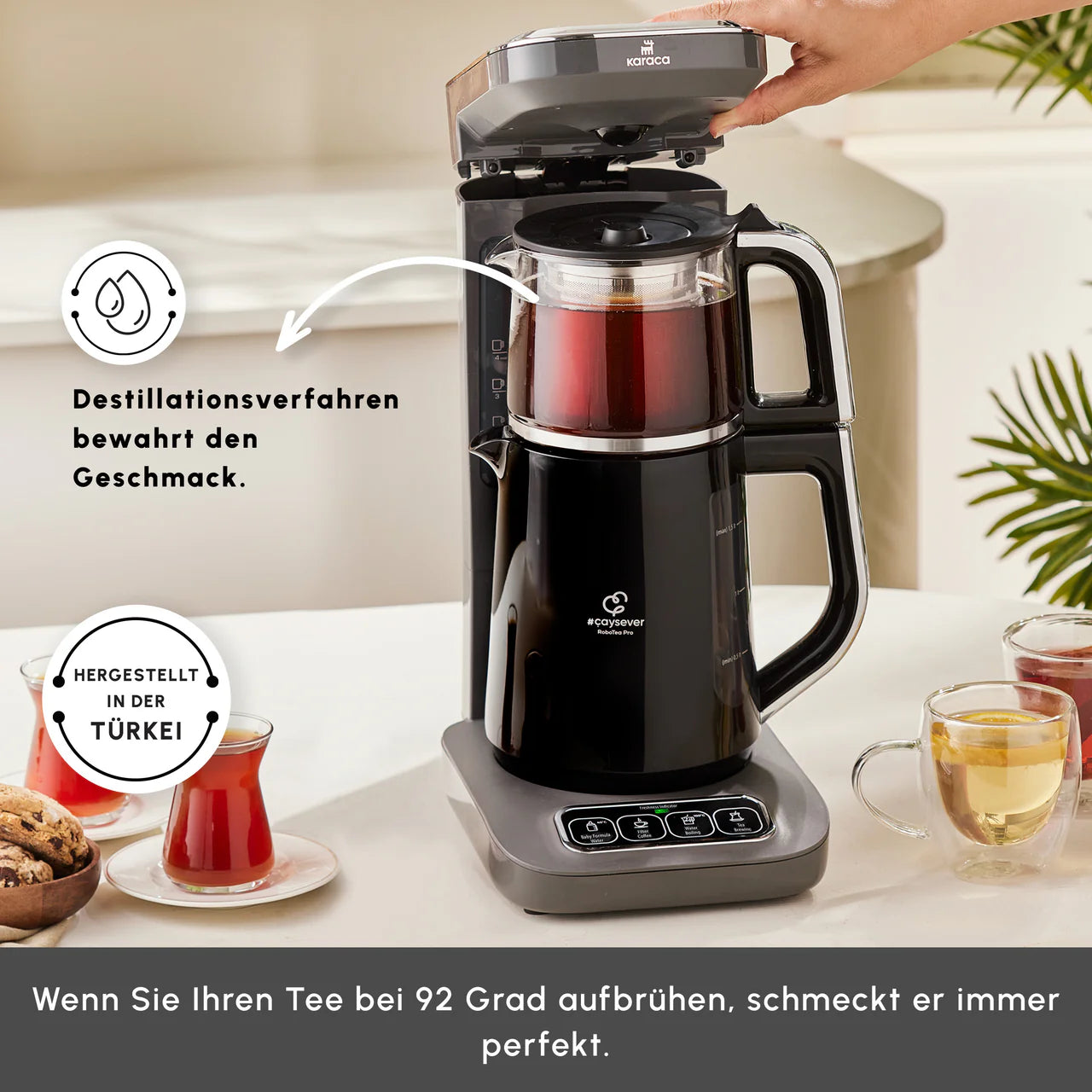 Karaca Robotea Pro 4 in 1 Konuşan Otomatik Çay Makinesi Su Isıtıcı ve Filtre Kahve Demleme Makinesi 2500W Space Gray-Elektronik ürün-Prenseshome Leyweg-Prenseshome Leyweg