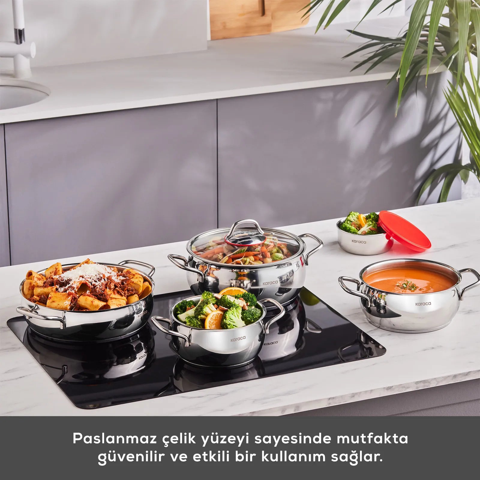 Karaca Emirgan XL 10 Parça Çelik Tencere Seti – Saklama Kaplı, Cam Kapaklı, İndüksiyon ve Fırın Uyumlu-mutfak urunleri-Prenseshome Leyweg-Prenseshome Leyweg