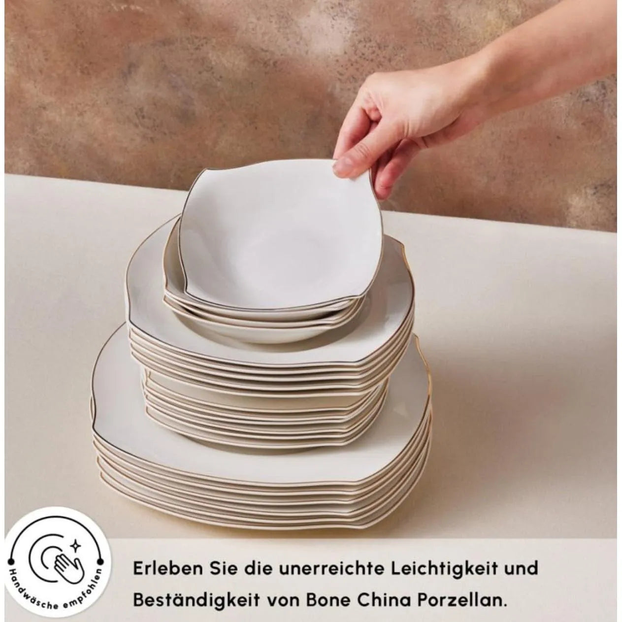 Karaca Wave 53 Parça 12 Kişilik New Bone Porselen Yemek Takımı-Yemek Takimi-Prenseshome Leyweg-Prenseshome Leyweg