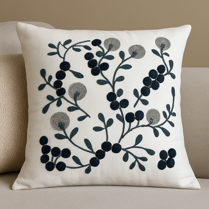 Botanic Touch Nakışlı Dekoratif Yastık Kılıfı – 45x45 cm-Oturma odasi-Prenseshome Leyweg-Prenseshome Leyweg
