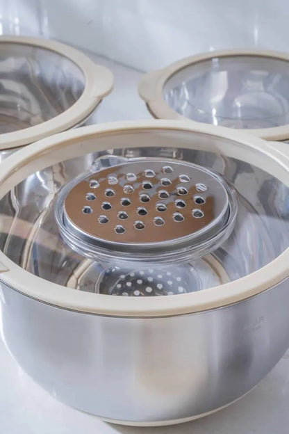 Acar Focus Pro Bej Kapaklı Paslanmaz Çelik Karıştırma ve Saklama Kabı Seti – 3 Parça-mutfak urunleri-Prenseshome Leyweg-Prenseshome Leyweg