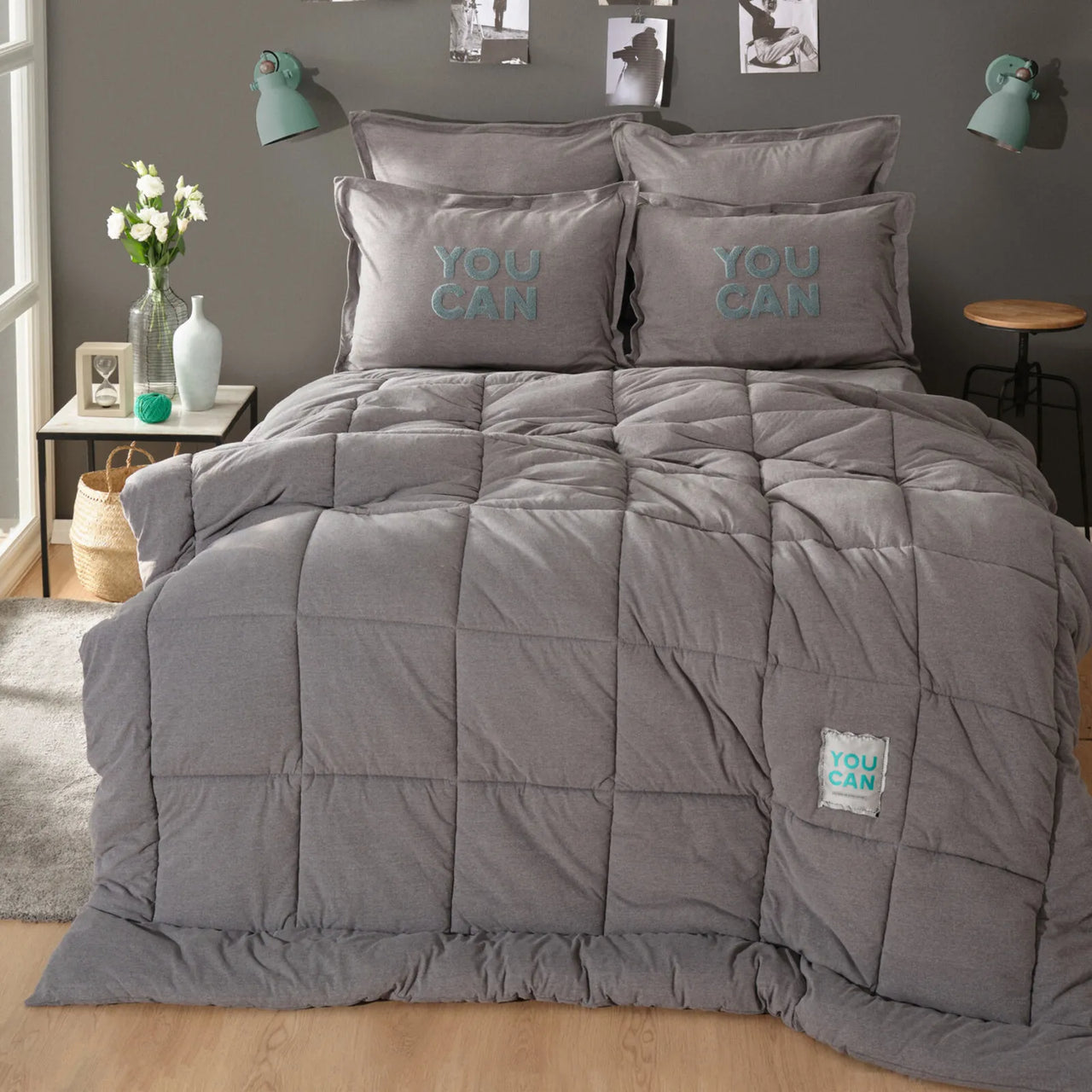 Karaca Home Motto Cotton Comfort Tek Kişilik Uyku Seti – Antrasit Gri-Yatak Odasi-Prenseshome Leyweg-Prenseshome Leyweg
