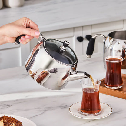 Karaca Stella Paslanmaz Çelik Çaydanlık Takımı 1+2 Litre-mutfak urunleri-Prenseshome Leyweg-Prenseshome Leyweg