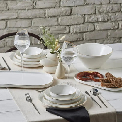 Karaca Streamline Saturn 19 Parça 4 Kişilik Gold Detaylı Porselen Yemek Takımı-Yemek Takimi-Prenseshome Leyweg-Prenseshome Leyweg