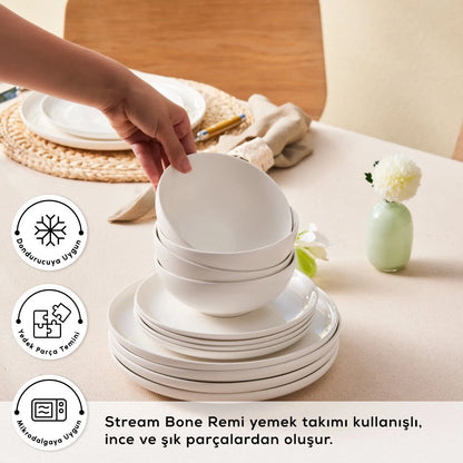 Karaca Stream Bone Remi 18 Parça 6 Kişilik Modern Yemek Takımı-Yemek Takimi-Prenseshome Leyweg-Prenseshome Leyweg