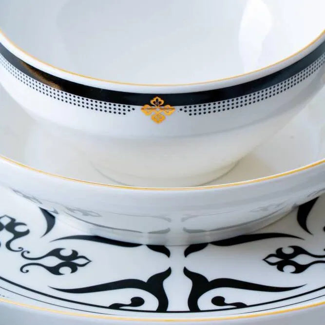 Acar Hera Siyah-Beyaz 6 kişilik 27 parca yemek takımı-Yemek Takimi-Prenseshome Leyweg-Prenseshome Leyweg