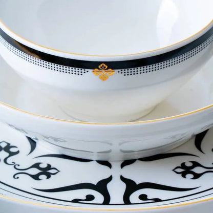 Acar Hera Siyah-Beyaz 6 kişilik 27 parca yemek takımı-Yemek Takimi-Prenseshome Leyweg-Prenseshome Leyweg