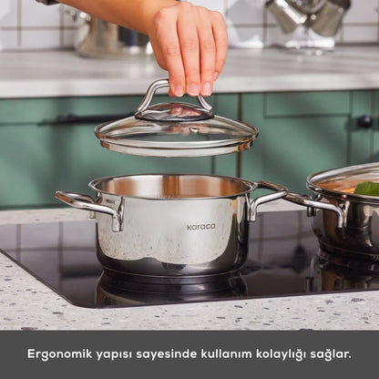 Karaca Belgrad 15 Parça Çelik Çeyiz Seti – İndüksiyon Tabanlı Tencere, Çaydanlık ve Cezve Takımı-mutfak urunleri-Prenseshome Leyweg-Prenseshome Leyweg