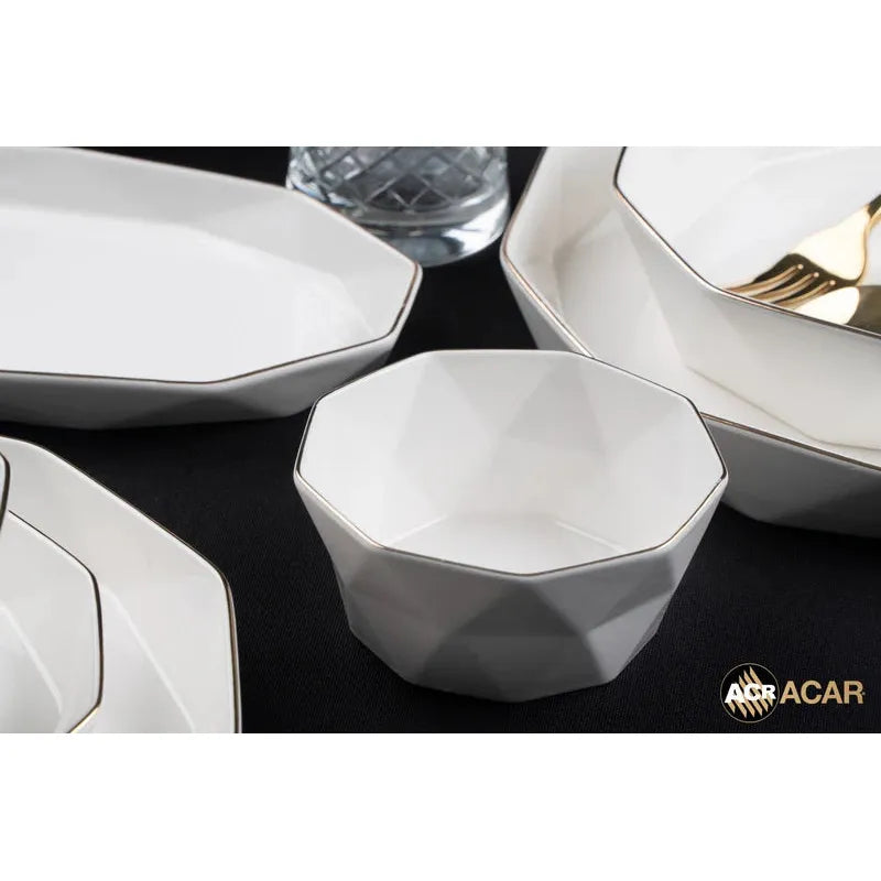 Acar Bianco Perla Diamond Collection 6 Kişilik 24 Parça Porselen Yemek Takımı-Sofra ürünleri-Prenseshome Leyweg-Prenseshome Leyweg