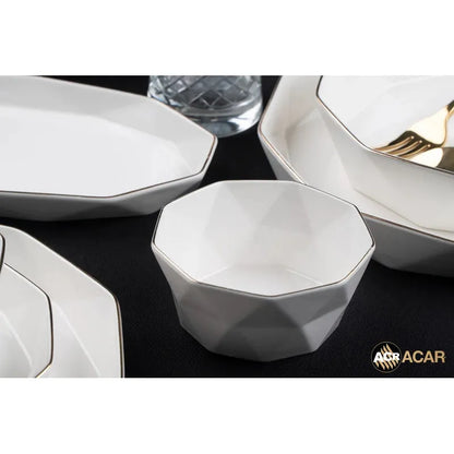 Acar Bianco Perla Diamond Collection 6 Kişilik 24 Parça Porselen Yemek Takımı-Sofra ürünleri-Prenseshome Leyweg-Prenseshome Leyweg