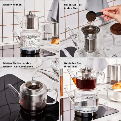 Karaca Dora XL Cam Çaydanlık Takımı – 1000 ml Demlik & 2000 ml Suluk-Cam urunler-Prenseshome Leyweg-Prenseshome Leyweg