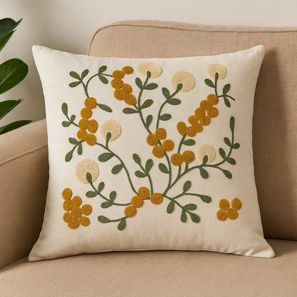 Botanic Touch Nakışlı Dekoratif Yastık Kılıfı – 45x45 cm-Oturma odasi-Prenseshome Leyweg-Prenseshome Leyweg