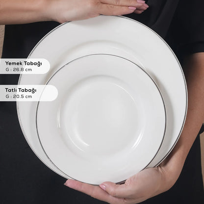 Karaca Elegance Bone Rebeca 24 Parça 6 Kişilik Yemek Takımı Platin-Yemek Takimi-Prenseshome Leyweg-Prenseshome Leyweg