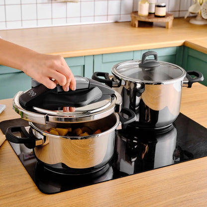 Karaca Perfect Gray Çelik Düdüklü Tencere – 4 L + 6 L Çift Kapaklı Set-mutfak urunleri-Prenseshome Leyweg-Prenseshome Leyweg