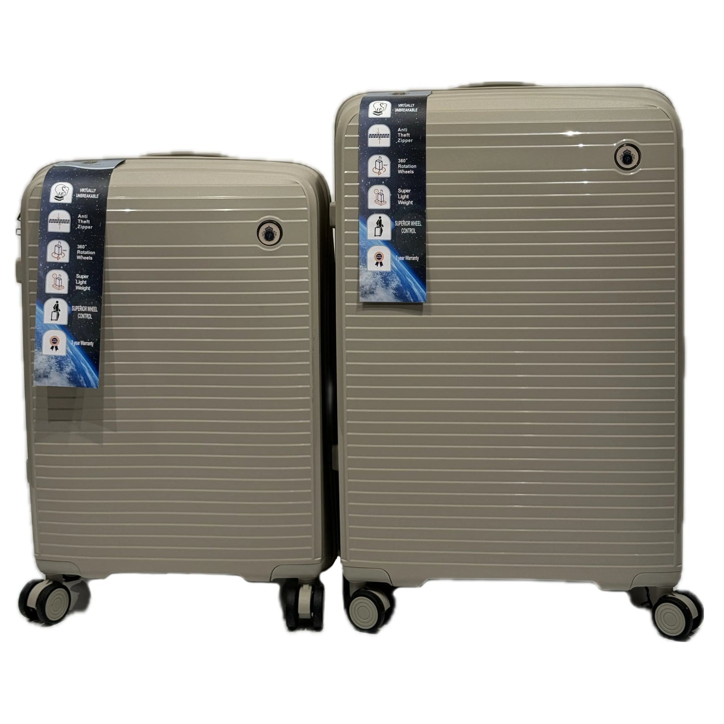 3’lu Valiz Seti - 20’’ / 24’’ / 28’’ | PP Malzeme | 360° Tekerlekli Crem-Prenseshome Leyweg-Prenseshome Leyweg