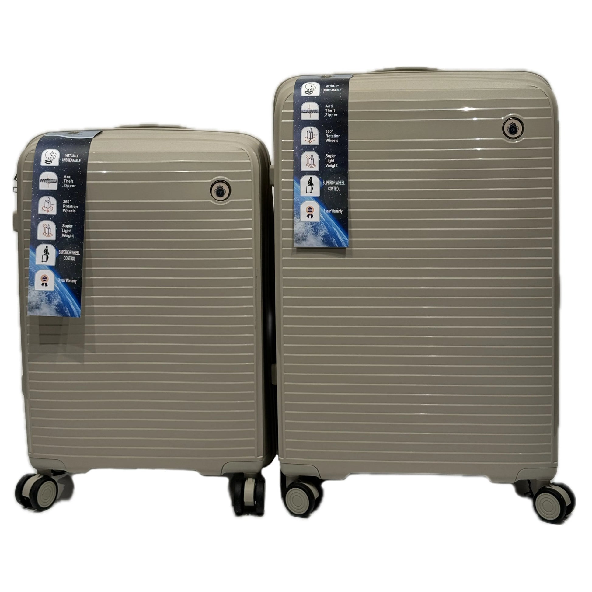 3’lu Valiz Seti - 20’’ / 24’’ / 28’’ | PP Malzeme | 360° Tekerlekli Crem-Prenseshome Leyweg-Prenseshome Leyweg