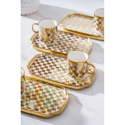 Acar Skye 2 Kisilik Gold Kahve Fincani Takimi - 90 ml-Prenseshome Leyweg-Gold-Prenseshome Leyweg