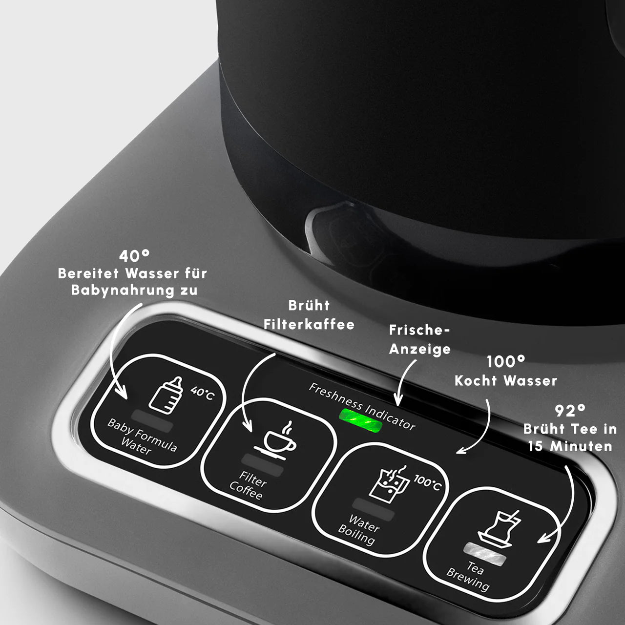 Karaca Robotea Pro 4 in 1 Konuşan Otomatik Çay Makinesi Su Isıtıcı ve Filtre Kahve Demleme Makinesi 2500W Space Gray-Elektronik ürün-Prenseshome Leyweg-Prenseshome Leyweg