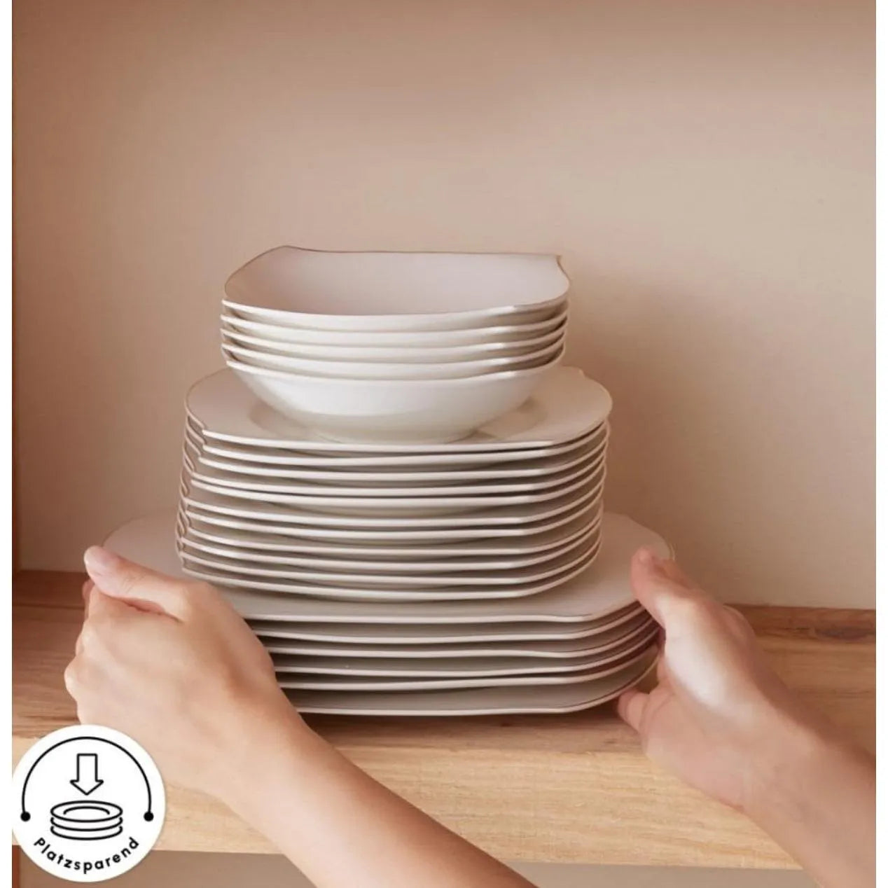 Karaca Wave 53 Parça 12 Kişilik New Bone Porselen Yemek Takımı-Yemek Takimi-Prenseshome Leyweg-Prenseshome Leyweg