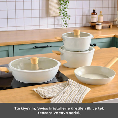 Karaca Swiss Crystal Ceramica Woody 7 Parça Tencere Seti – PFAS İçermez, İndüksiyon Uyumlu, Seramik Kaplama-mutfak urunleri-Prenseshome Leyweg-Prenseshome Leyweg