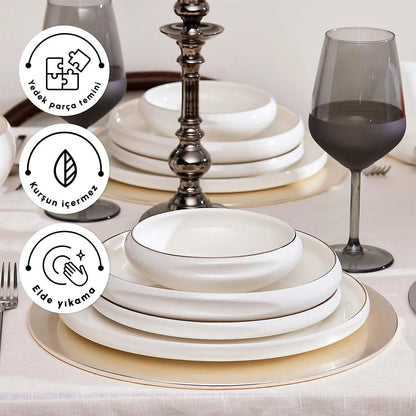 Karaca Streamline Sunset Gold Detaylı 59 Parça 12 Kişilik Yemek Takımı-Yemek Takimi-Prenseshome Leyweg-Prenseshome Leyweg