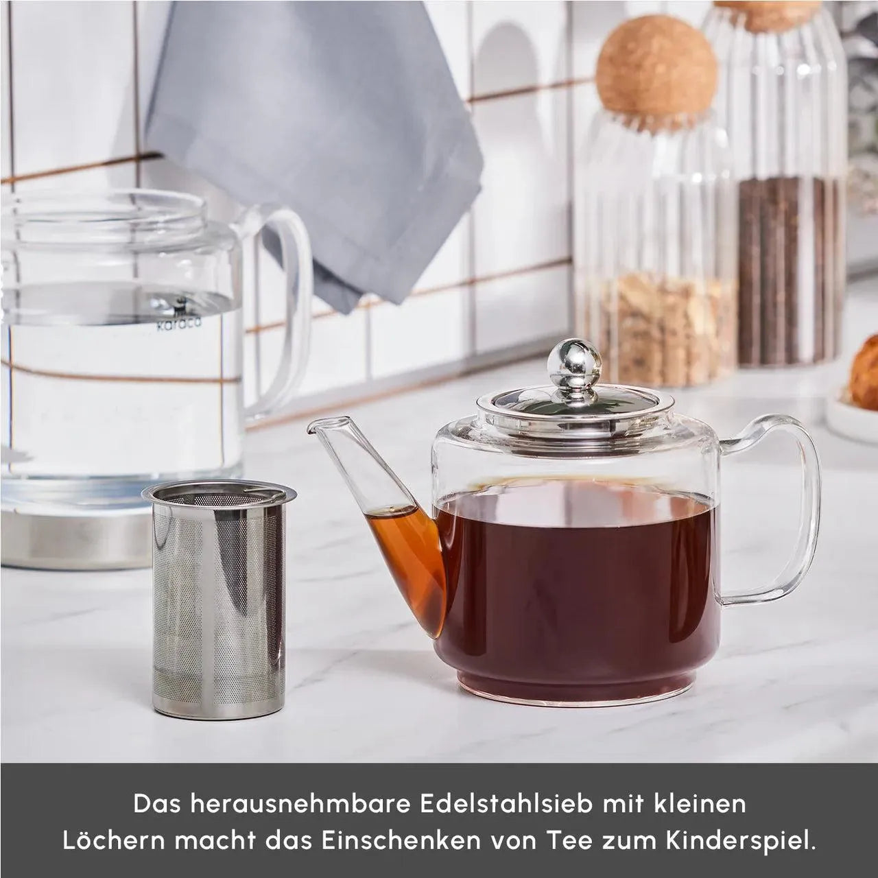 Karaca Dora XL Cam Çaydanlık Takımı – 1000 ml Demlik & 2000 ml Suluk-Cam urunler-Prenseshome Leyweg-Prenseshome Leyweg