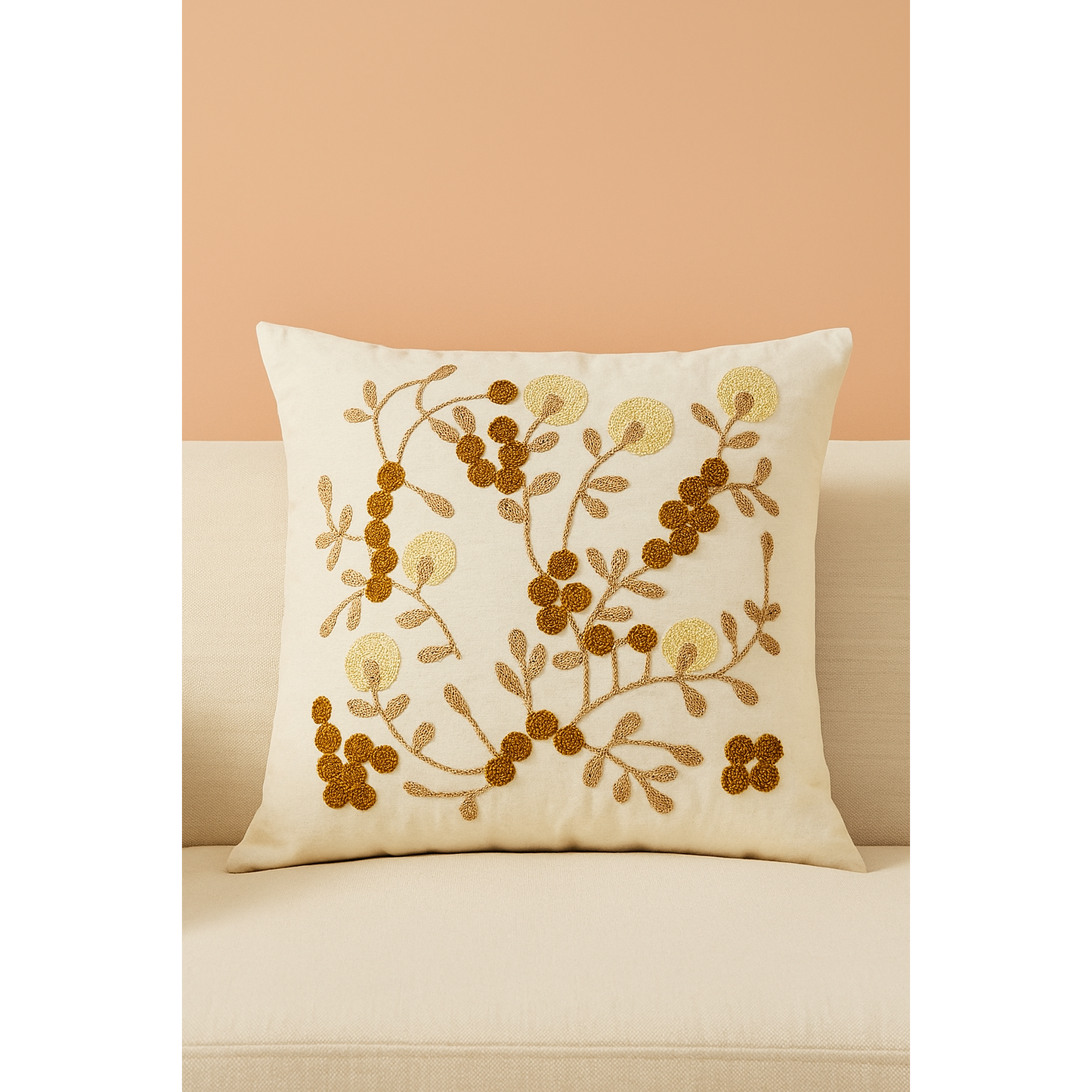 Botanic Touch Nakışlı Dekoratif Yastık Kılıfı – 45x45 cm-Oturma odasi-Prenseshome Leyweg-Prenseshome Leyweg