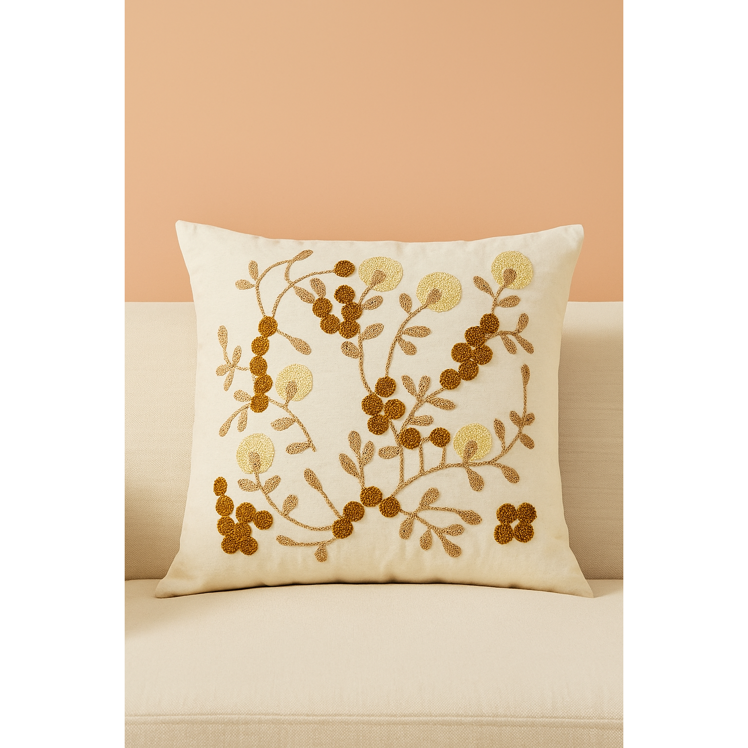 Botanic Touch Nakışlı Dekoratif Yastık Kılıfı – 45x45 cm-Oturma odasi-Prenseshome Leyweg-Prenseshome Leyweg