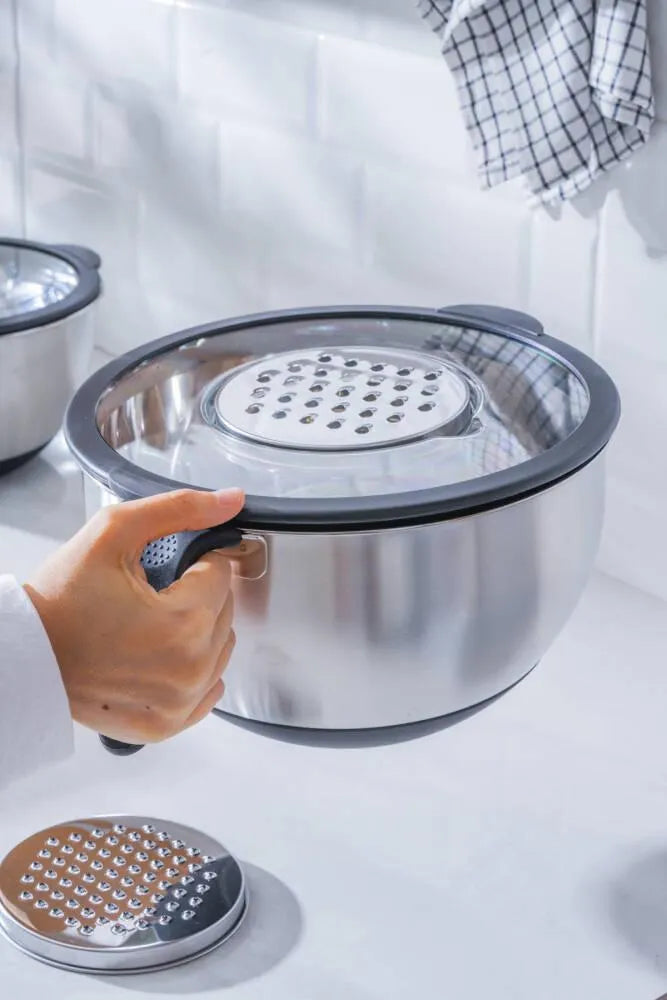 Acar Focus Pro Antrasit Kapaklı Paslanmaz Çelik Karıştırma ve Saklama Kabı Seti – 3 Parça-mutfak urunleri-Prenseshome Leyweg-Prenseshome Leyweg