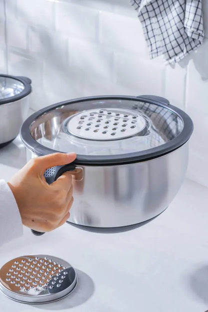 Acar Focus Pro Antrasit Kapaklı Paslanmaz Çelik Karıştırma ve Saklama Kabı Seti – 3 Parça-mutfak urunleri-Prenseshome Leyweg-Prenseshome Leyweg