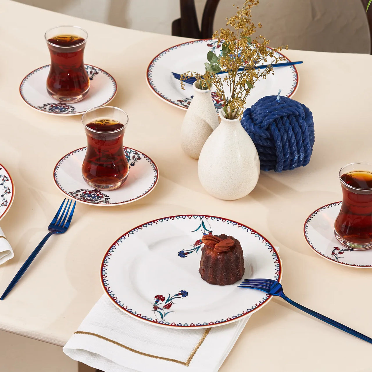 Karaca Nakkaş 6 Kişilik 18 Parça Tatlı Seti-Sofra ürünleri-Prenseshome Leyweg-Prenseshome Leyweg