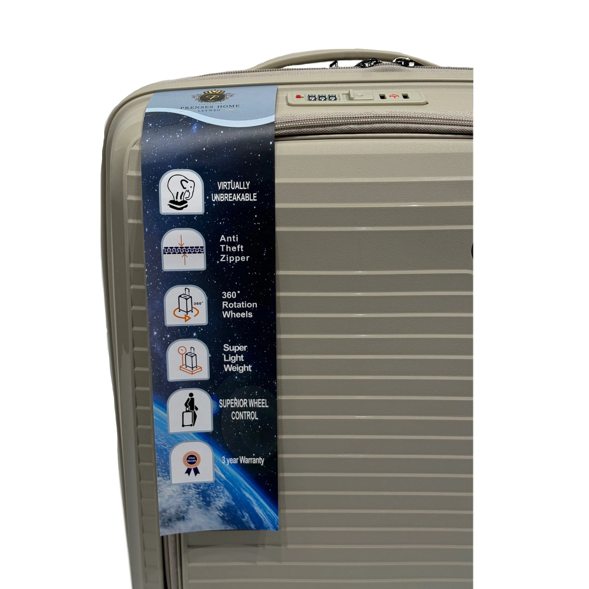 3’lu Valiz Seti - 20’’ / 24’’ / 28’’ | PP Malzeme | 360° Tekerlekli Crem-Prenseshome Leyweg-Prenseshome Leyweg