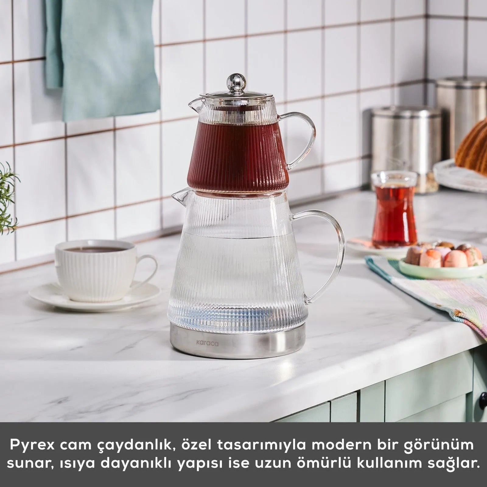 Karaca Keops XL Borosilikat Cam Çaydanlık – Isıya Dayanıklı, Şeffaf, Büyük Hacimli Tasarım-Cam urunler-PRENSESHOME LEYWEG-Prenseshome Leyweg