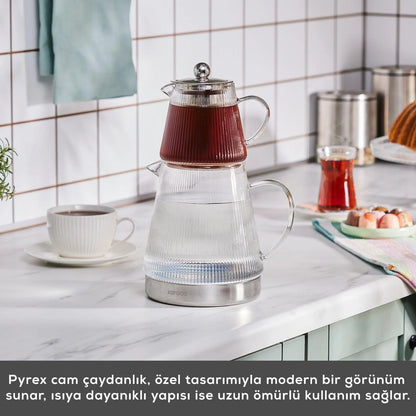 Karaca Keops XL Borosilikat Cam Çaydanlık – Isıya Dayanıklı, Şeffaf, Büyük Hacimli Tasarım-Cam urunler-PRENSESHOME LEYWEG-Prenseshome Leyweg