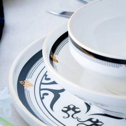 Acar Hera Siyah-Beyaz 6 kişilik 27 parca yemek takımı-Yemek Takimi-Prenseshome Leyweg-Prenseshome Leyweg