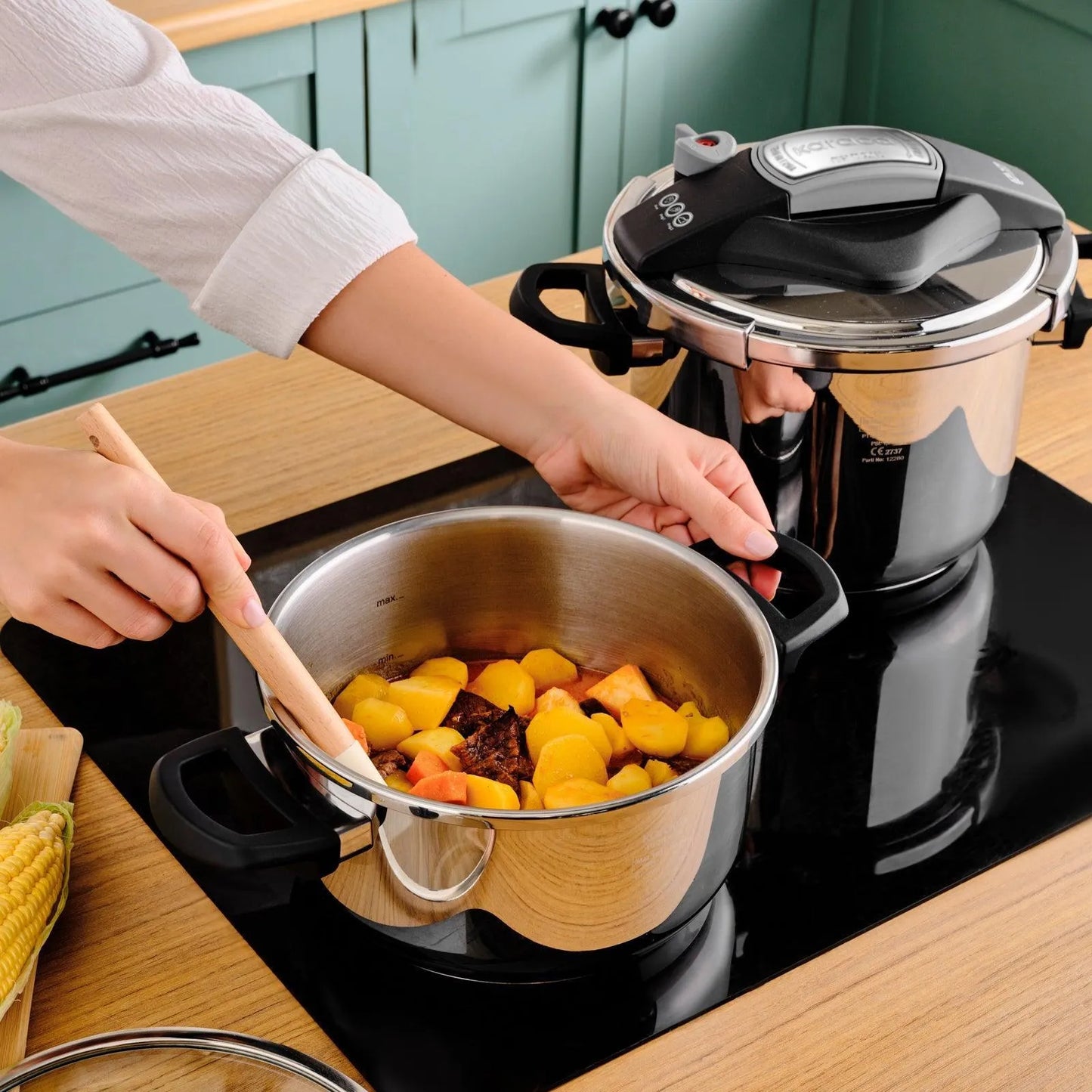 Karaca Perfect Gray Çelik Düdüklü Tencere – 4 L + 6 L Çift Kapaklı Set-mutfak urunleri-Prenseshome Leyweg-Prenseshome Leyweg