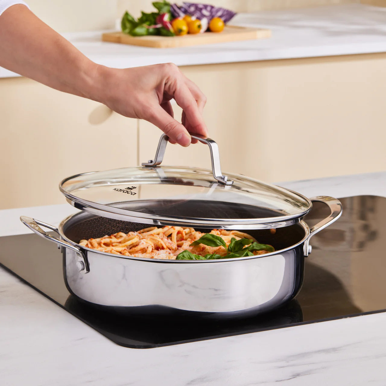 Karaca Ceramica Steel 3-Ply RVS Tencere Seti – Seramik Kaplama, Paslanmaz Çelik, İndüksiyon Uyumlu, 8 Parça-mutfak urunleri-Prenseshome Leyweg-Prenseshome Leyweg