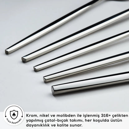 Karaca 316 Premium Mild Platin 12 Kişilik 84 Parça Çatal Kaşık Bıçak Takımı-Sofra ürünleri-Prenseshome Leyweg-Prenseshome Leyweg