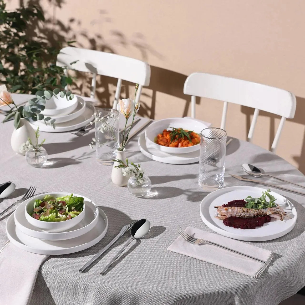 Karaca Felix 6 Kişilik 18 Parça Porselen Yemek Takımı - Beyaz-Yemek Takimi-Prenseshome Leyweg-Prenseshome Leyweg