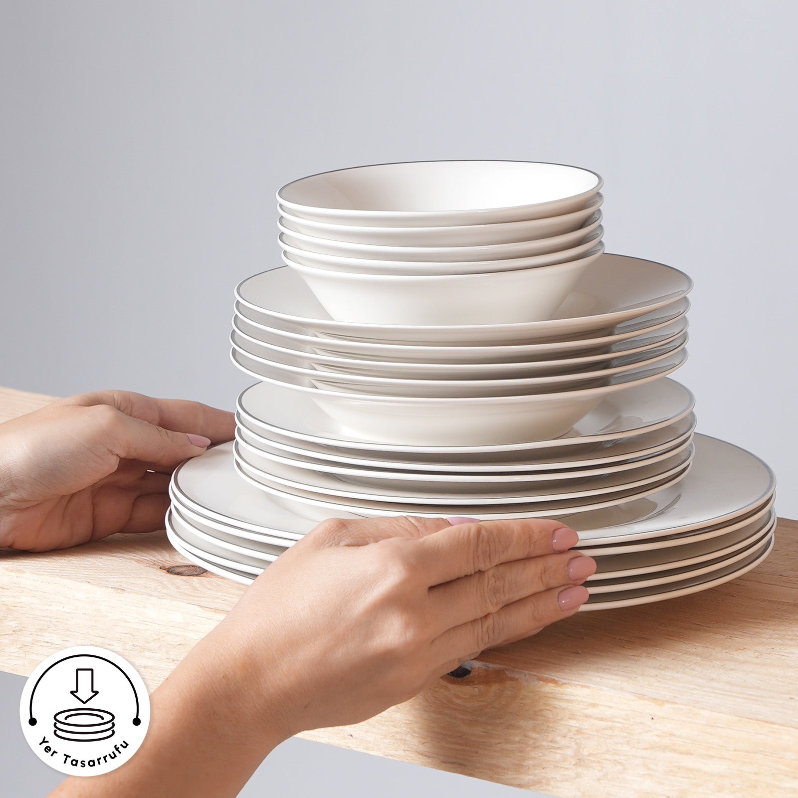 Karaca Elegance Bone Rebeca 24 Parça 6 Kişilik Yemek Takımı Platin-Yemek Takimi-Prenseshome Leyweg-Prenseshome Leyweg