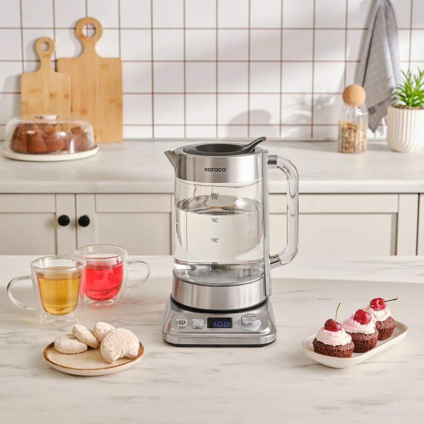 Karaca Refika XL Cam Çay Makinesi Chrome – 2.8 Lt Aile Boyu, Eco Mod, Sıcak Tutma Özellikli-Elektronik ürün-Prenseshome Leyweg-Prenseshome Leyweg