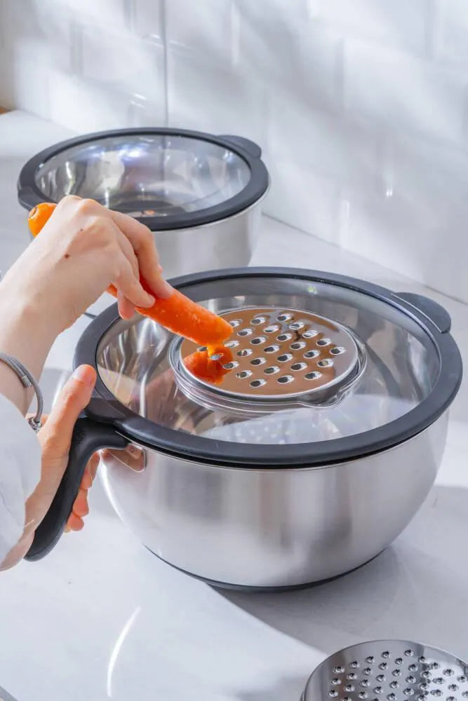 Acar Focus Pro Antrasit Kapaklı Paslanmaz Çelik Karıştırma ve Saklama Kabı Seti – 3 Parça-mutfak urunleri-Prenseshome Leyweg-Prenseshome Leyweg