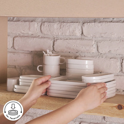 Karaca Cubique 35 Parça Kahvaltı Takımı – 6 Kişilik Kare Porselen Set-Sofra ürünleri-Prenseshome Leyweg-Prenseshome Leyweg