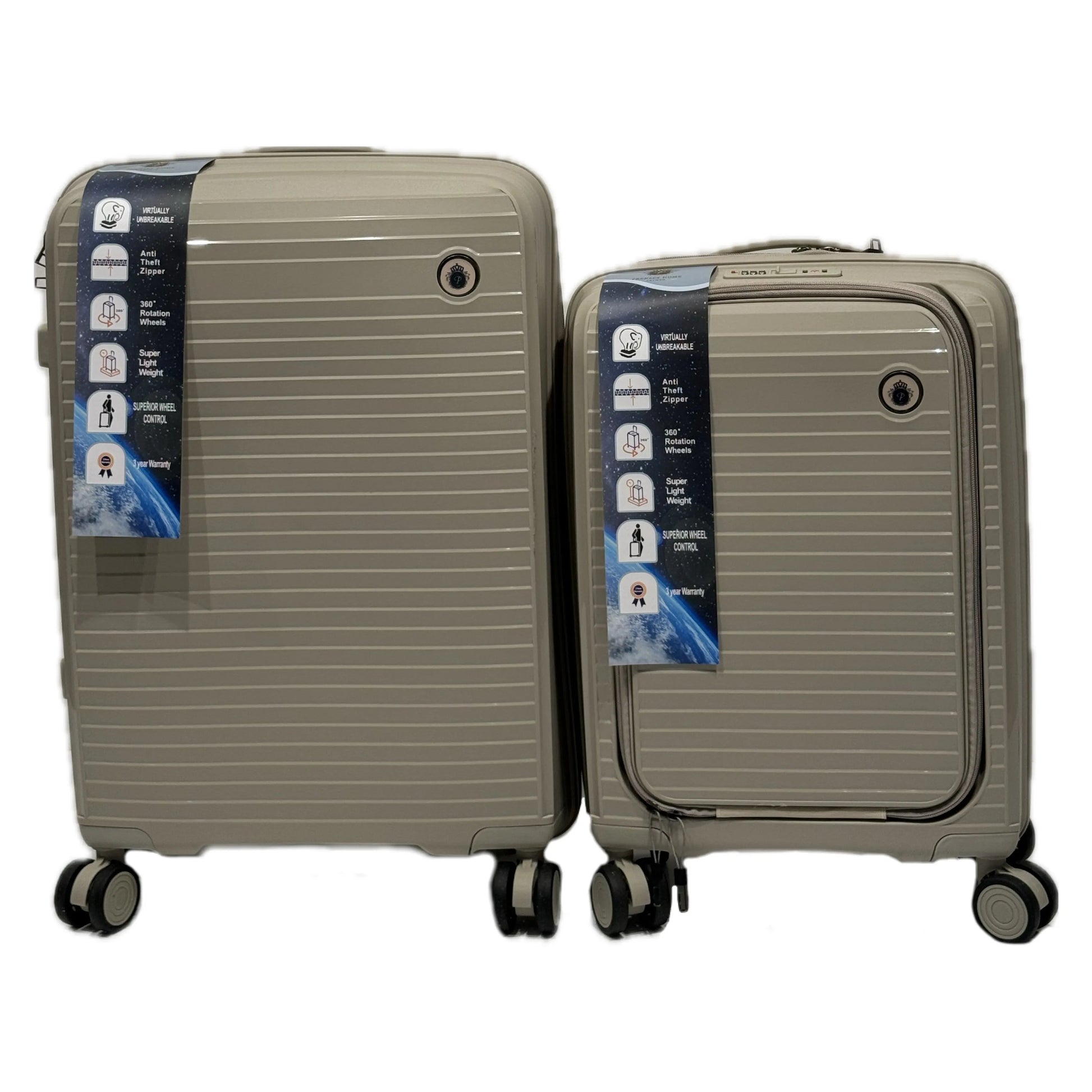 3’lu Valiz Seti - 20’’ / 24’’ / 28’’ | PP Malzeme | 360° Tekerlekli Crem-Prenseshome Leyweg-Prenseshome Leyweg