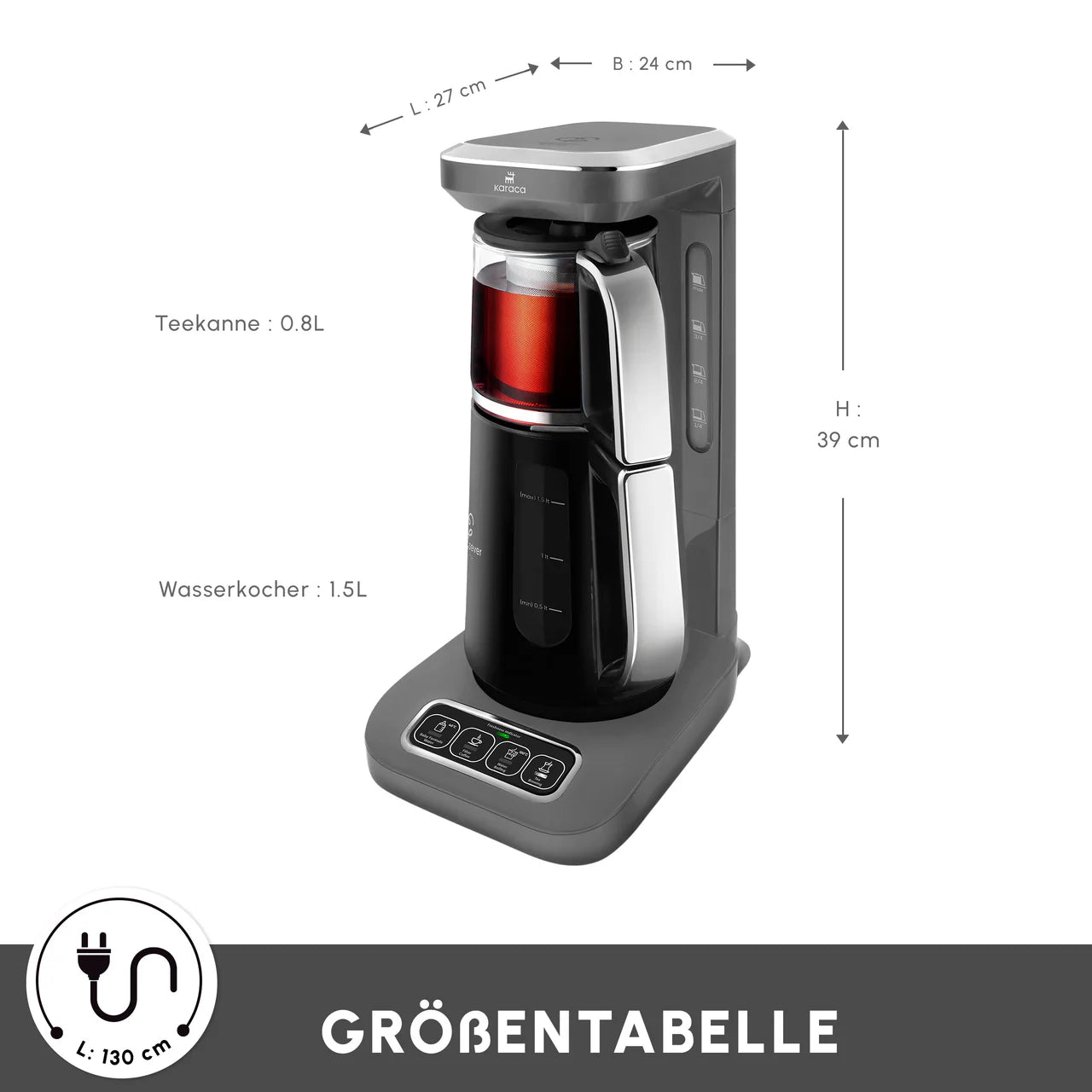 Karaca Robotea Pro 4 in 1 Konuşan Otomatik Çay Makinesi Su Isıtıcı ve Filtre Kahve Demleme Makinesi 2500W Space Gray-Elektronik ürün-Prenseshome Leyweg-Prenseshome Leyweg
