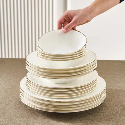 Karaca Fine Pearl Fame 58 Parça 12 Kişilik Yemek Takımı Gold Detayli-Yemek Takimi-Prenseshome Leyweg-Prenseshome Leyweg